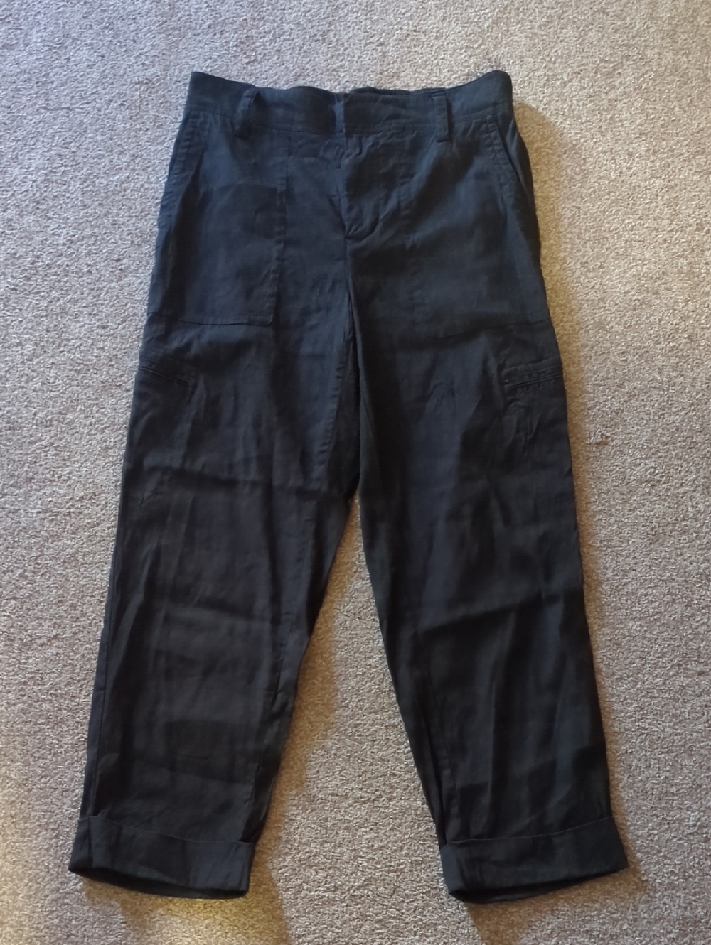 Vince Black Linen Blend Utility Pants